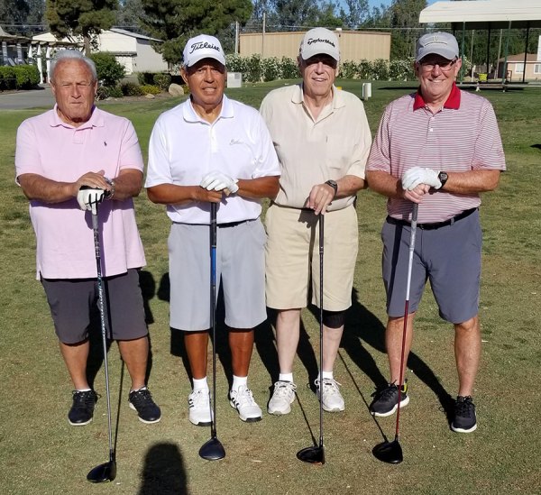 Local golfers enjoyed the Old Farts Golf Tournament held in May. Left to right are John Urquidez, Tom Hernandez, Chuck Wood and Randy Sells. 